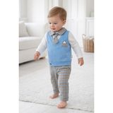 Şık Premium Kalite Penye Erkek Bebek Çocuk Bayramlık Takım Elbise 13983 - 6 - 9 Ay - Mavi