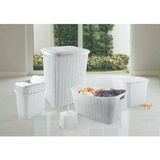 Şık Rattan 5 Parça Banyo Seti, Fonksiyonel ve Estetik Tasarım - Seçenek 1 - Ahşap - Bej - Siyah