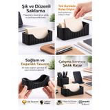 Şık Siyah Kartvizitlik – 3D Baskı Masaüstü Kartvizit Tutucu Organizer | Ofis & Masa Düzenleyici