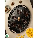 Şık Siyah Oval Metal Servis Tepsisi, Büyük ve Romantik Sunum Için Ideal - Ahşap - Seçenek 1