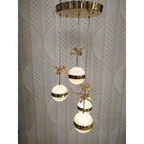 Şık Tarz Modern LED Avize Gold Ledli Salon Avizesi Kelebek Taşlı - Sarı