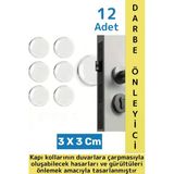 Şık Tasarım Mobilya Kapı Kolu Darbesi Kapı Durdurucu Gürültü Darbe Emici Şeffaf Silikon Ped 12 Adet