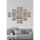 Şık Tasarımlı Gold Dokuzlu Set Polimer Resim Çerçevesi (15x21-2 Adet, 21x30-6 Adet, 30x40-1 Adet)
