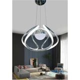 Şık Taşlı Krom Ledli Modern Salon ve Oturma Odası Avizesi - Ahşap - Bej - Seçenek 1