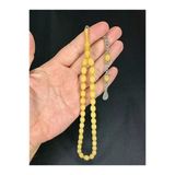SIKMA KEHRİBAR TESBİH BEYZİ KESİM AÇIK SARI RENK 10,5MM X 7,5MM T-541