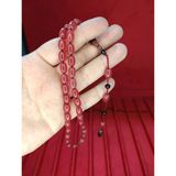 Sıkma Kehribar Tesbih Beyzi Kesim Pembe Renk 11Mmx7mm T-816