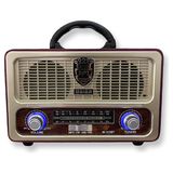 Şıktek Orjinal Nostalji Radyo Ahşap Görünümlü Kumandalı Bluetooth-Usb-Sd Kart Fişli, Şarjlı, Pilli Radyo - Krem