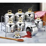 Sıla Berfin 15 Parça Standlı Gold Cam Kapak Baharat Takımı
