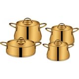 Sıla Çelik Tencere Seti Tam Gold Çeyiz Seti 8 Parça