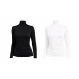 Sıla Sella Uzun Kollu Balıkçı Yaka Body 2'li Set, Siyah+Beyaz