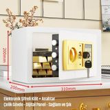 Silabor 20'lik Elektronik Şifreli ve Anahtarlı Çelik Para Kasası – Dijital Panelli, 31 × 20 × 20 cm - 00 Beyaz