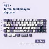 Silabor 74 Tuşlu Pbt Keycaps Çizgi Film Anime Klavye Tuş Takımı Tüm Mekanik - Manyetik Klavyeler ile Uyumludur. - Çok Renkli