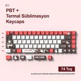 Silabor 74 Tuşlu Pbt Keycaps Çizgi Film Anime Klavye Tuş Takımı Tüm Mekanik - Manyetik Klavyeler ile Uyumludur. - Siyah