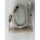 Silabor Coiled Kablo, Sarmal Kablo, Mekanik Klavye Kablosu, Type C USB Kablo [oyuncu Klavyesi Kablosu] - Beyaz - Sarı