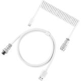 Silabor Coiled Kablo, Sarmal Kablo, Mekanik Klavye Kablosu, Type C USB Kablo [oyuncu Klavyesi Kablosu] - Beyaz