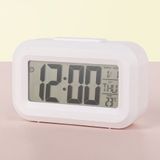 Silabor Mini Dijital Masa Saati ve Çalar Saat – LCD Ekranlı, Tarih ve Sıcaklık Göstergeli Alarm Saati 9 × 4,5 cm - Beyaz