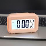Silabor Mini Dijital Masa Saati ve Çalar Saat – LCD Ekranlı, Tarih ve Sıcaklık Göstergeli Alarm Saati Pembe - 1 cm - Siyah