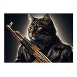 Silahlı Kara Kedi Figürü Art Mdf Poster 50cmX 70cm