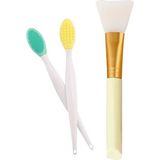 Sildne Siyah Nokta ve Dudak Peeling Fırçası Koyu Pembe ve Sarı Silikon Maske Fırçası