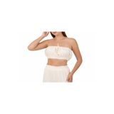 Sile Atelier Bej Şile Bezi Straplez Büstiyer Lastikli Crop Üst Bluz Kadın Bej Standart