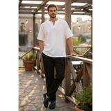 Sile Atelier Beyaz Erkek Pamuklu Kısa Kol Gömlek