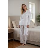 Sile Atelier Beyaz Pamuklu%100 Pamuk Fistolu Uzun Kol Şile Bezi Pijama Takımı Kadın Beyaz XL