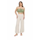 Sile Atelier Haki Şile Bezi Straplez Büstiyer Lastikli Crop Üst Bluz Kadın Haki Standart