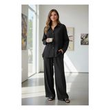 Sıle Atelıer Kadın Şile Bezi Pamuklu Oversize Gömlek Yazlık Rahat - L/XL - Siyah