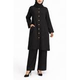 Sile Atelier Siyah Dantel Detaylı Şile Bezi Pamuklu Dantel Tunik Takım Tesettür Takım Kadın Siyah XL
