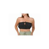 Sile Atelier Siyah Şile Bezi Straplez Büstiyer Lastikli Crop Üst Bluz Kadın Siyah Standart
