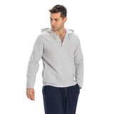Şile Bezi Kapüşonlu Erkek Yazlık Sweatshirt Gri Gri
