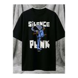 Silence Punk Jordan Ayakkabı Streetwear Baskılı Oversize Pamuklu Siyah T-shirt ef10ef