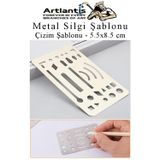 Silgi Şablonu Metal 5.5X8.5 Cm 1 Adet Paslanmaz Çelik Silgi Şablonu Çizim Şablonu Cetveli Mimari Mühendislik