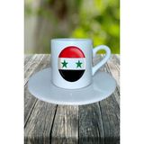 Sili Ülke Bayrağı Bayrak Baskılı Türk Kahvesi Fincanı Tabaklı Kişiye Özel Model 2