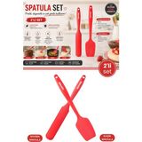 Silicolife 2’li Pasta Spatula Seti, Silikon Yanmaz Yapışmaz Kaşık Spatula ve Krema Sos Çikolata Sıvama Bıçağı - Kırmızı - Adet