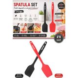 Silicolife 2’li Silikon Spatula Seti, Tek Parça Yapışmaz Pasta Krema Çikolata Karıştırma Sıyırma Spatula Seti - Kırmızı - Siyah - Adet