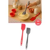 Silicolife 2’li Spatula Set, Isıya Dayanıklı Yanmaz Yapışmaz Silikon Spatula 2 Adet Kırmızı-Antrasit 21cm