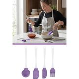 Silicolife 4'lü Silikon Mutfak Servis Hazırlık Seti - Kepçe, Spatula ve Fırça Seti SL048 LİLA - Lila