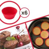 SİLİCOLİFE Airfryer Silikon Kek Muffin Kalıbı 6’lı, Tüm Hava Fritözleriyle Uyumlu