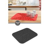 Silicolife Bulaşık Kurutma Matı, Bulaşıklık - Su Toplamaz Silikon Bulaşık Altlığı Orta Boy 36X25 cm Siyah