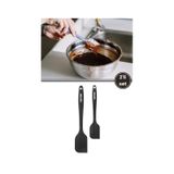 Silicolife Büyük Ve Küçük Spatula Seti, Isıya Dayanıklı Yanmaz Yapışmaz Silikon Spatula 2 Li Set Siyah
