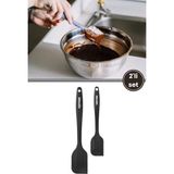 Silicolife Büyük ve Küçük Spatula Seti, Isıya Dayanıklı Yanmaz Yapışmaz Silikon Spatula 2’li Set - Adet - Siyah