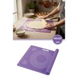 Silicolife Ölçülü Silikon Hamur Açma Matı, Pizza Baklava Börek Mantı Kek Hamuru Yoğurma Matı 40cmx50cm Lila