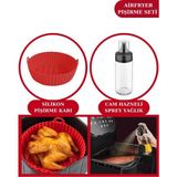Silicolife Onikiden Silicolife Airfryer Silikon Pişirme Kabı ve Sprey Cam Yağlık 245CC - Tüm Hava Fritözleriyle Uyumlu - Kırmızı - Renk