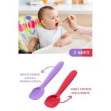 Silicolife Silikon Mama Kaşığı 2 Adet - Kırmızı Lila Kırmızı - Lila