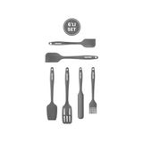 Silicolife Silikon Mutfak Seti 6’lı, Isıya Dayanıklı Yanmaz Yapışmaz Silikon Spatula Seti 6 Parça Gri