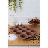 Silicolife SL30 12'li Muffin Kuru Pasta ve Kek Kalıpları Kahverengi Silikon Malzemeden Üretilmiştir