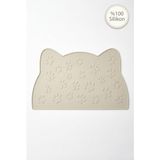 Siliconly %100 Silikon Kokusuz Plastik ve Pvc Içermez Kedi Beslenme Paspası Kedi Mama Matı - Ekru