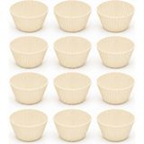 Siliconly 12'li Silikon Muffin Mini Kek KALIBI-%100 Silikon Yanmaz-Tekrar Kullanılabilir Kek Kalıbı-Ekru