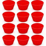 Siliconly 12LI-SILIKON Muffin Mini Kek KALIBI-%100 Silikon Yanmaz-Tekrar Kullanılabilir Kek Kalıbı-Kırmızı